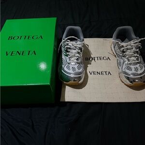 Bottega Veneta White and Silver Sneakers